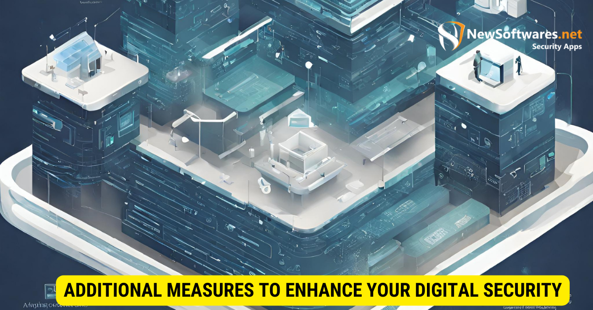 Graphic depicting a digital security fortress with multiple protective layers, symbolizing advanced measures to enhance digital security.