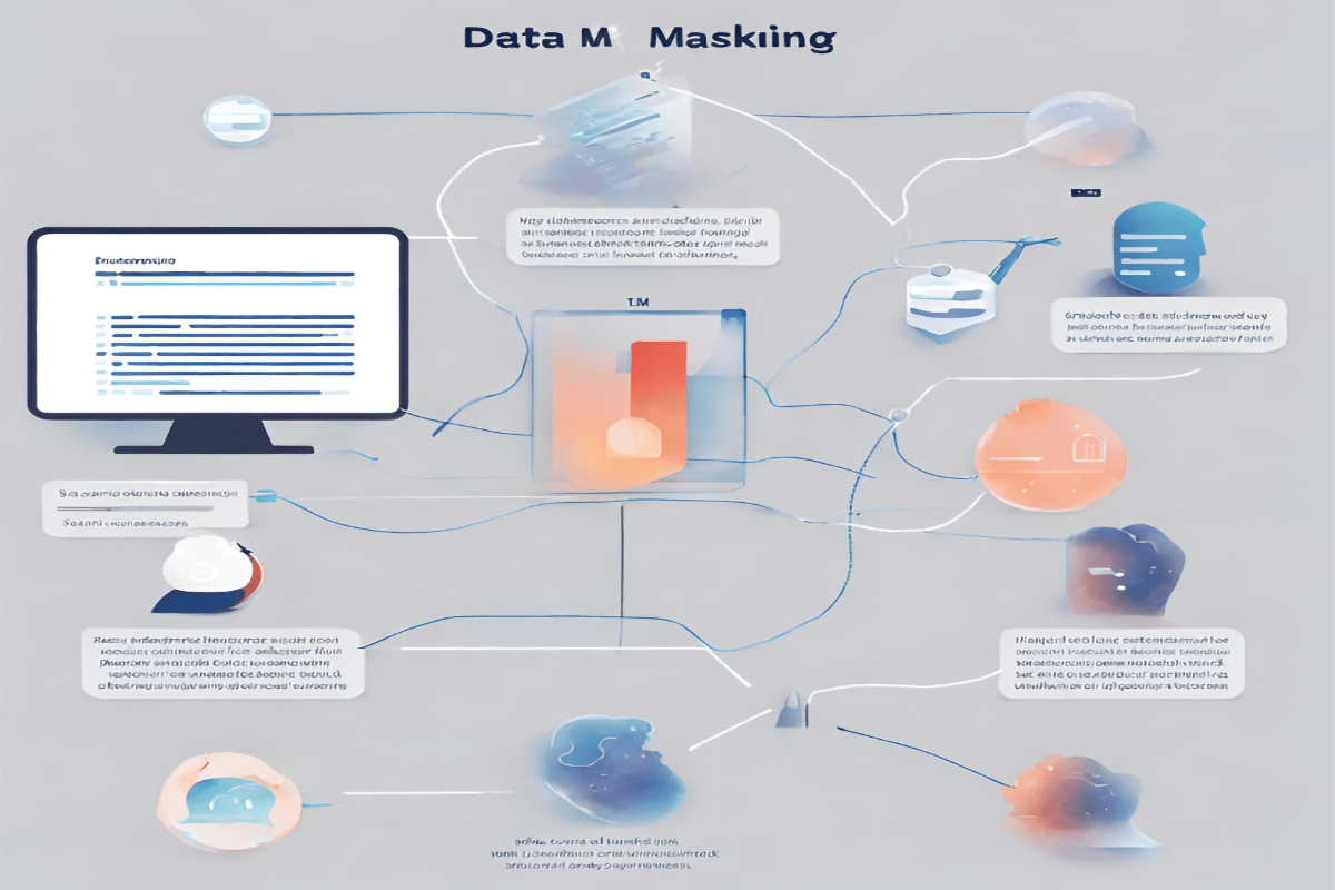 Illustration of data masking, blurring sensitive information
