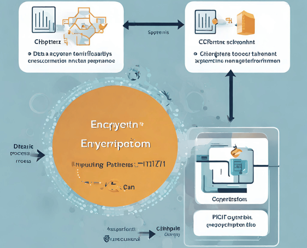 Encryption process illustration showing data transformation into ciphertext