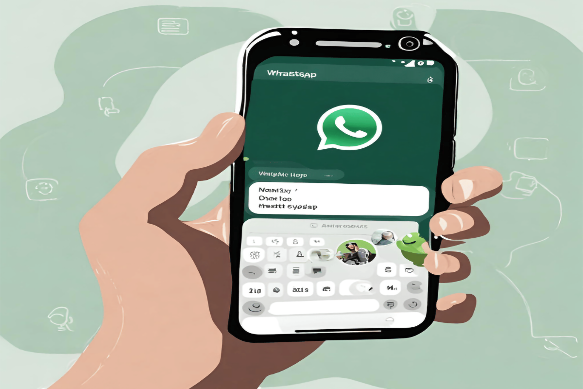 Illustration representing the WhatsApp interface with a user sending a message