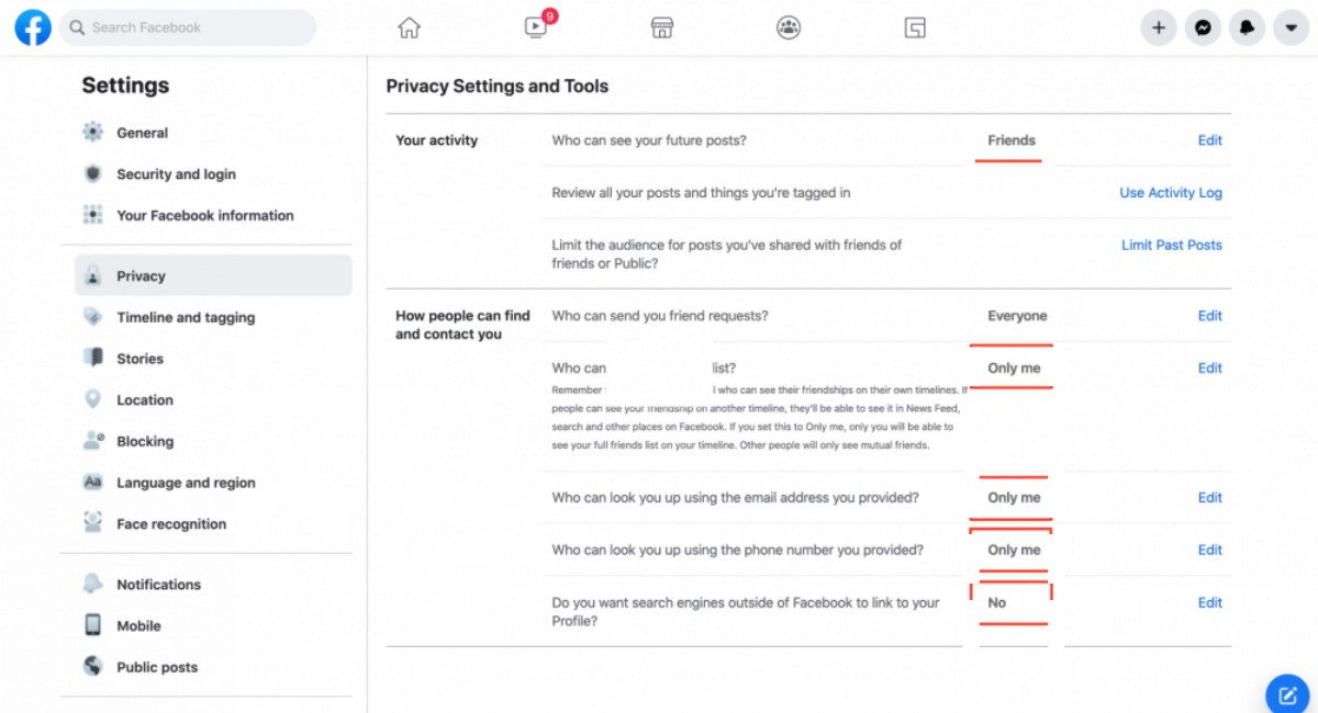 Adjust your Facebook privacy settings
