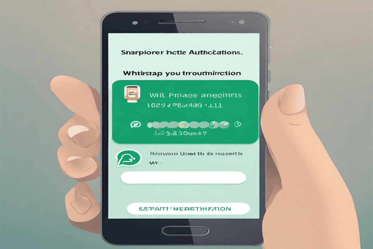 Smartphone with two-factor authentication screen for WhatsApp