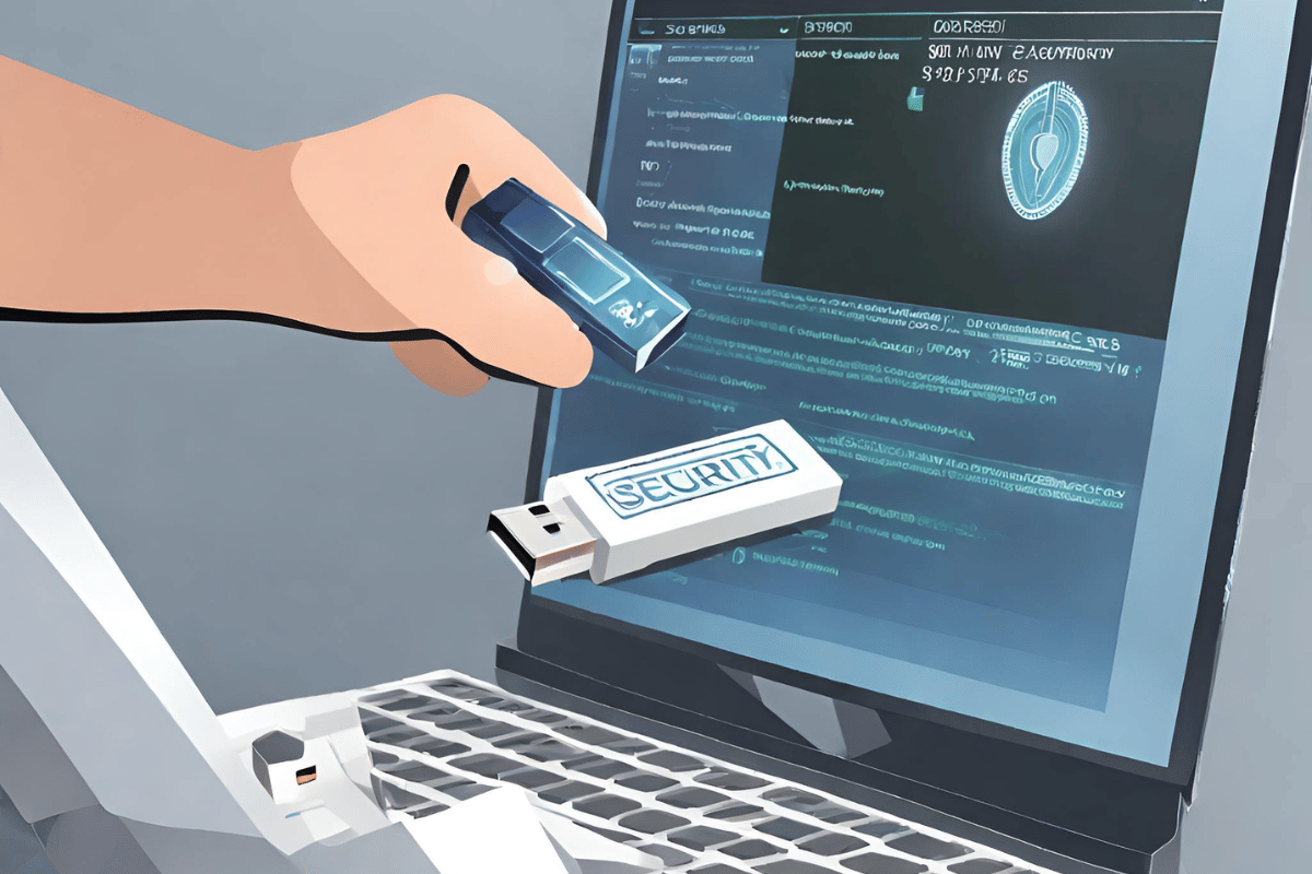 USB Disk Security software scanning a USB drive for malware