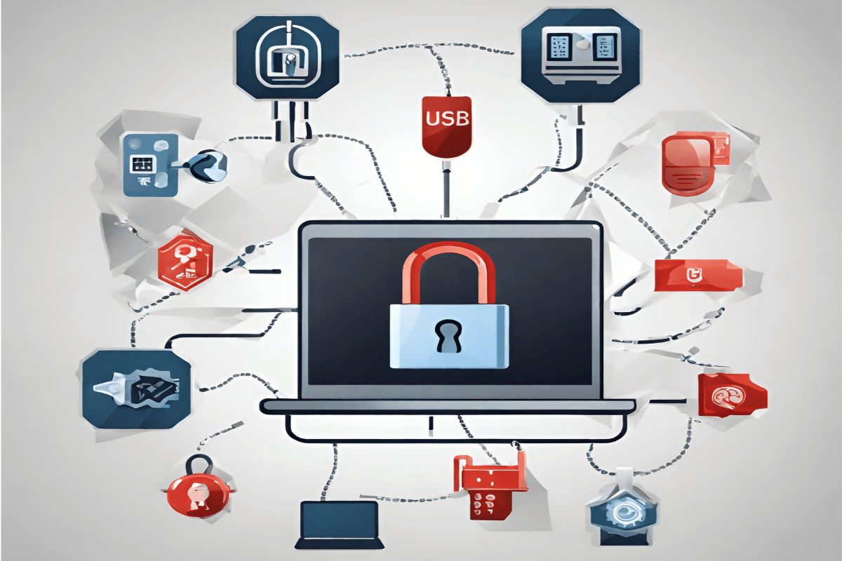 "Icons representing data loss, malware distribution, and unauthorized access