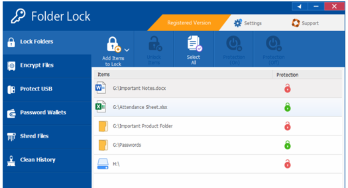 Features of Folder Lock