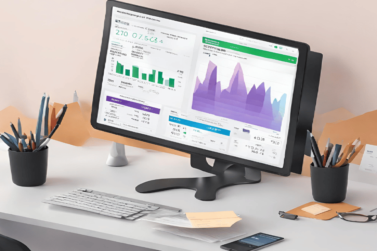 Computer screen with financial data and personal documents