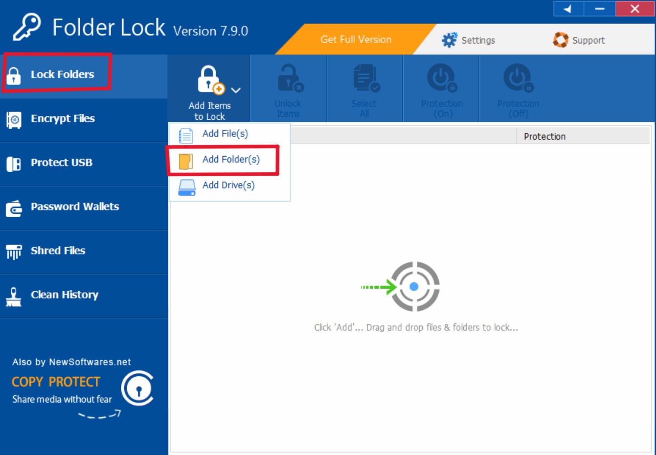 Screenshot Of Folder Lock Software Interface Showing Options To Lock A Folder 