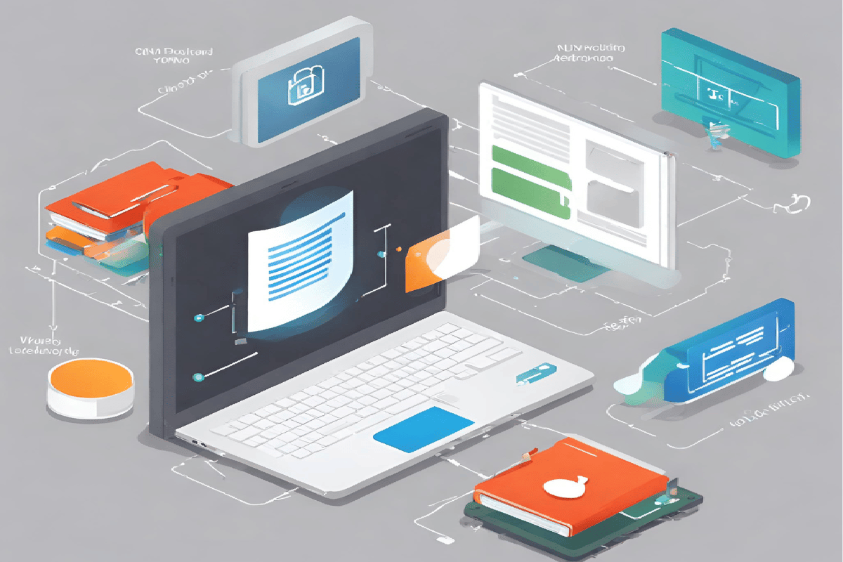 An image illustrating modern digital copy protection strategies, including DRM, watermarking, and legal actions