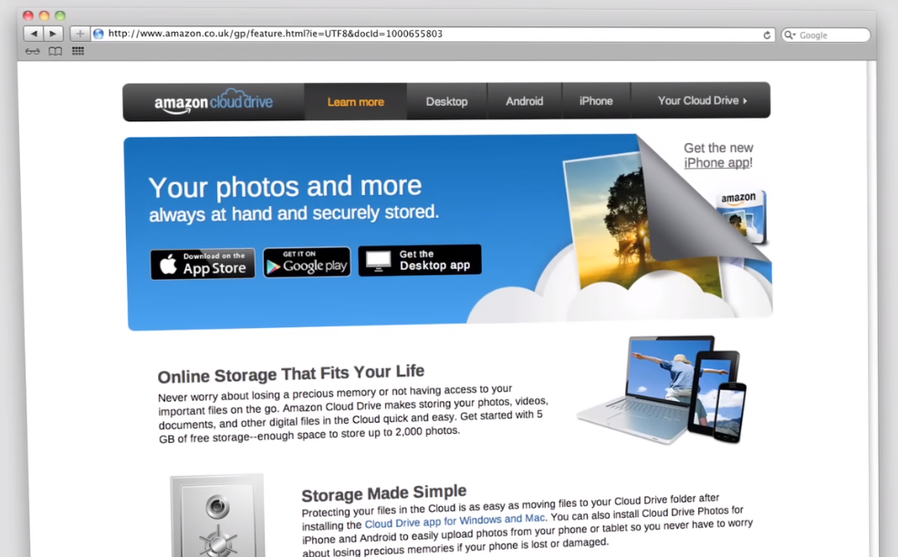 cloud storage service offered by Amazon