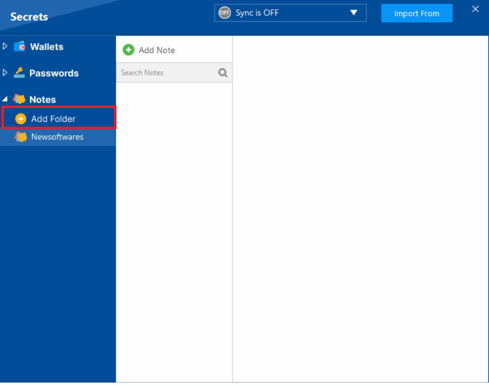 Add folder in Notes Tab