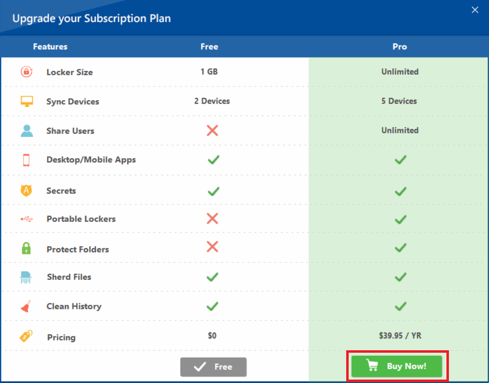 Buy Now to Upgrade Folder Lock 1