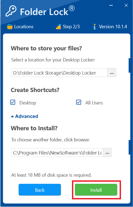 Click on Install Folder Lock