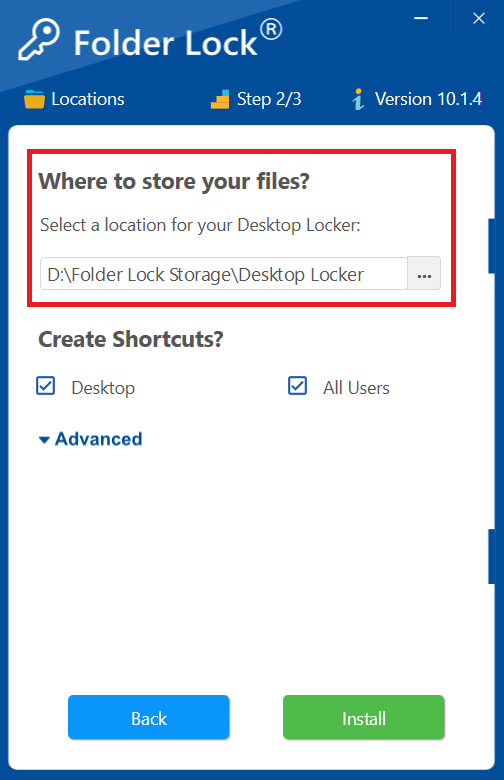 Select Location for Desktop Locker