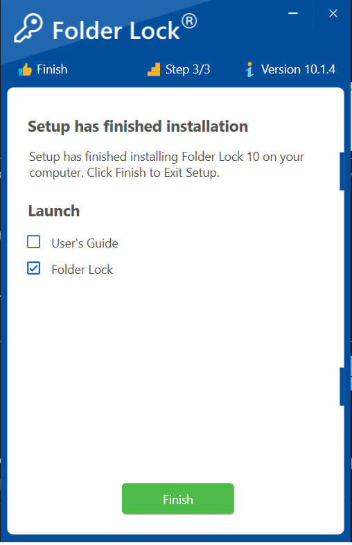 Setup Finished Installation Folder Lock