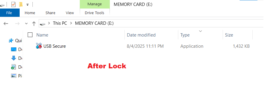 After Lock Memory card USB Secure