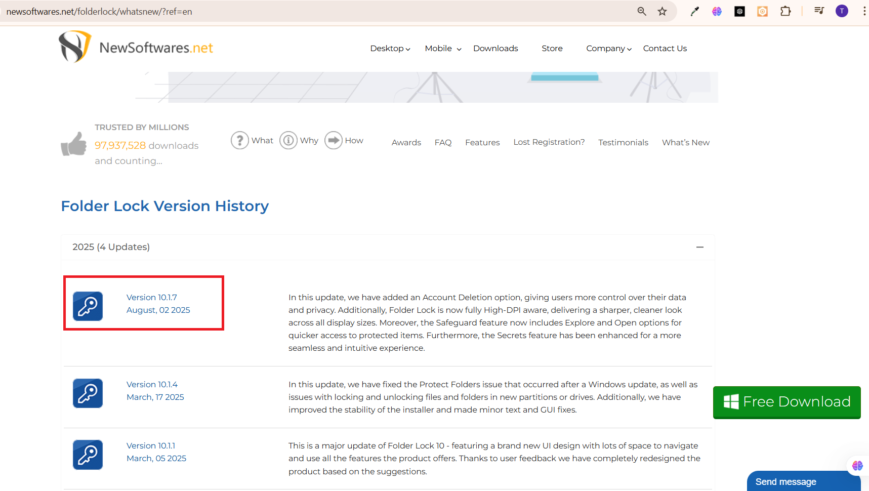 Check installed version from web FOlder lock updating