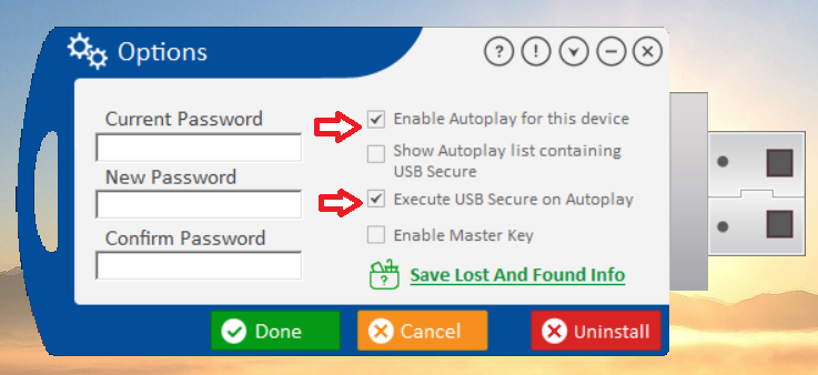Checkbox Enable Autoplay for this devicde USB Secure
