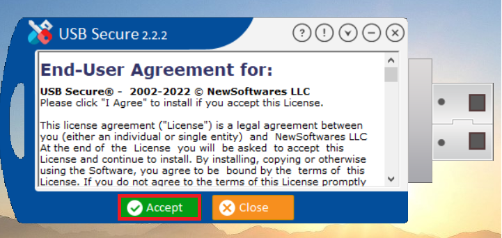 Click On Accept USB Secure