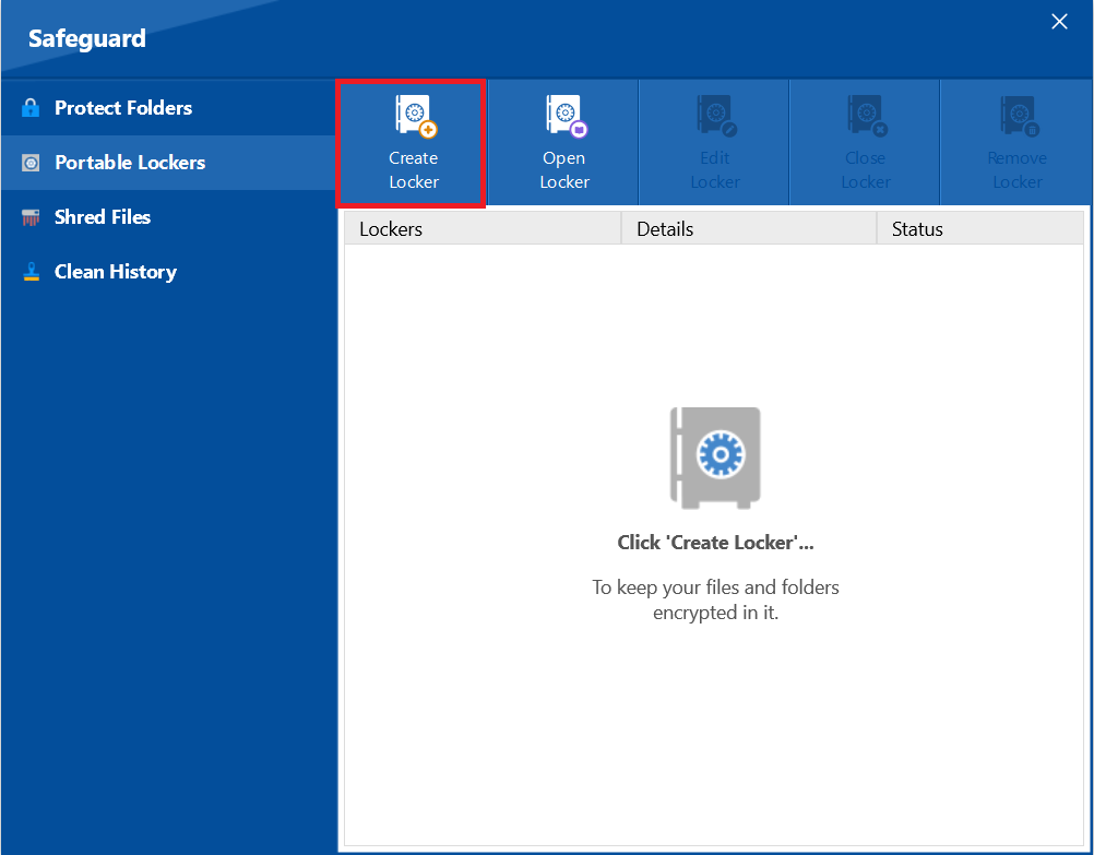 Click on Create Locker to create portable Locker Folder Lock