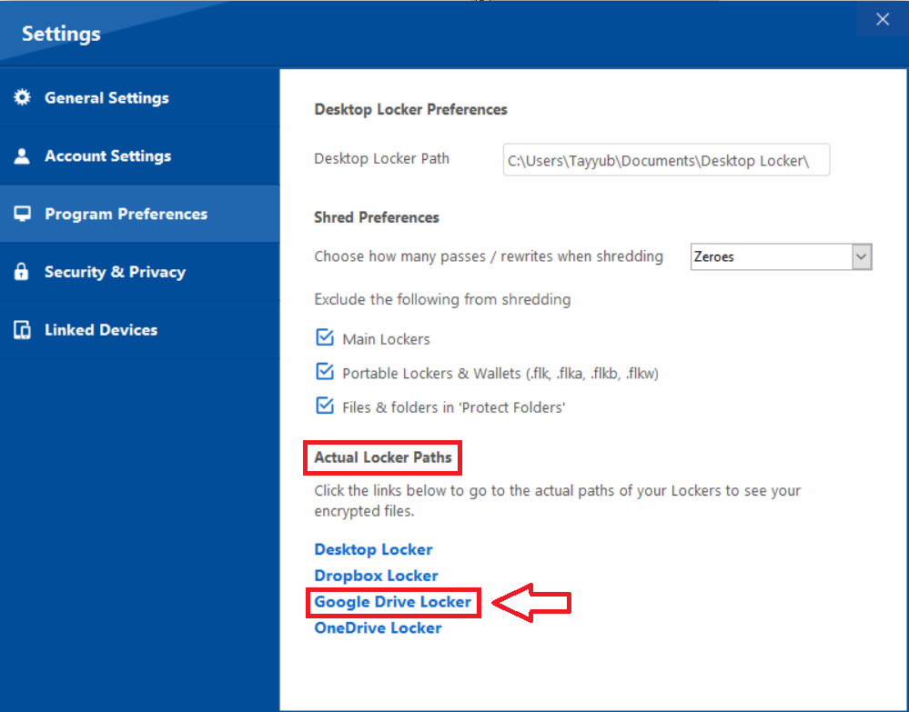 Click on Google drive locker Folder Lock