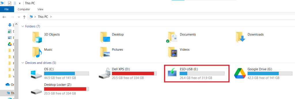 A screenshot displaying your connected USB