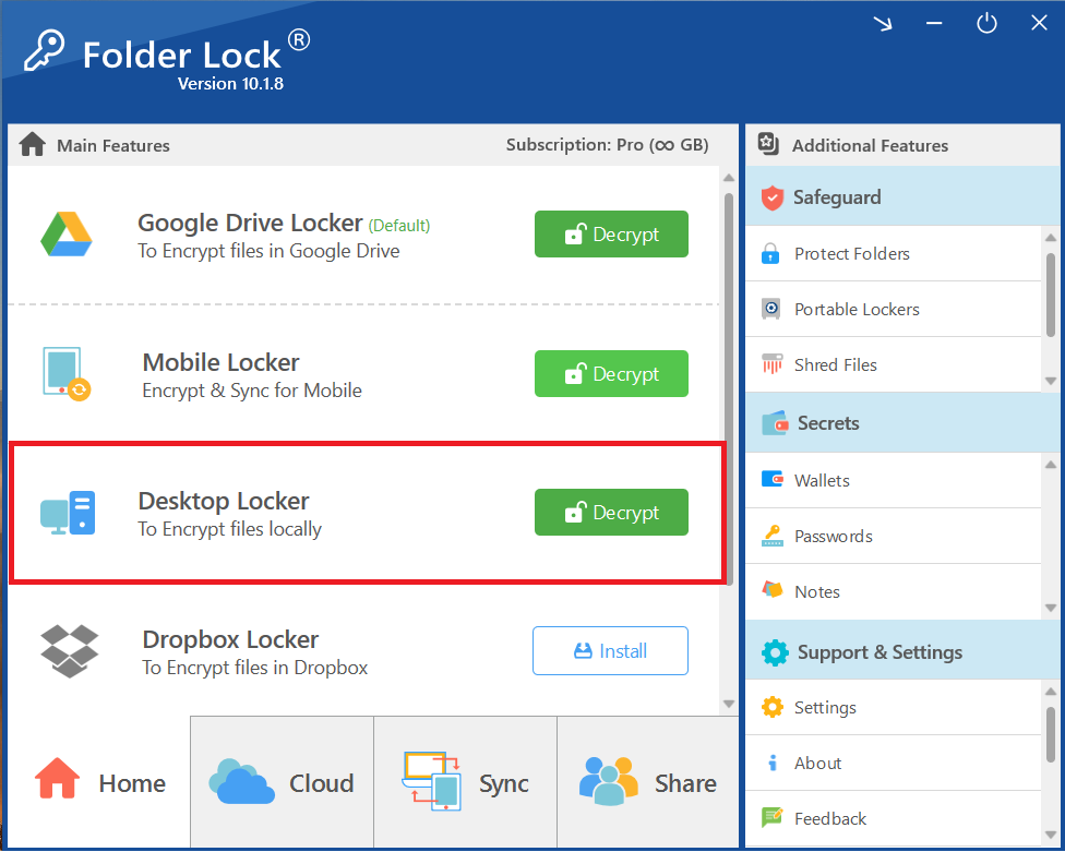 Click on Decrypt Desktop Locker