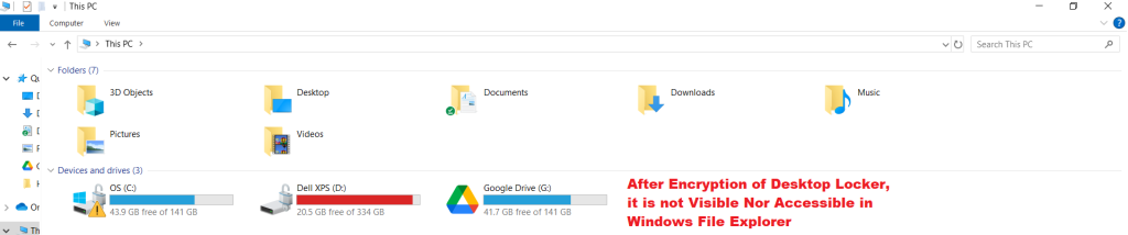 Desktop Locker Encrypted Successfully and verified in windows file explorer 