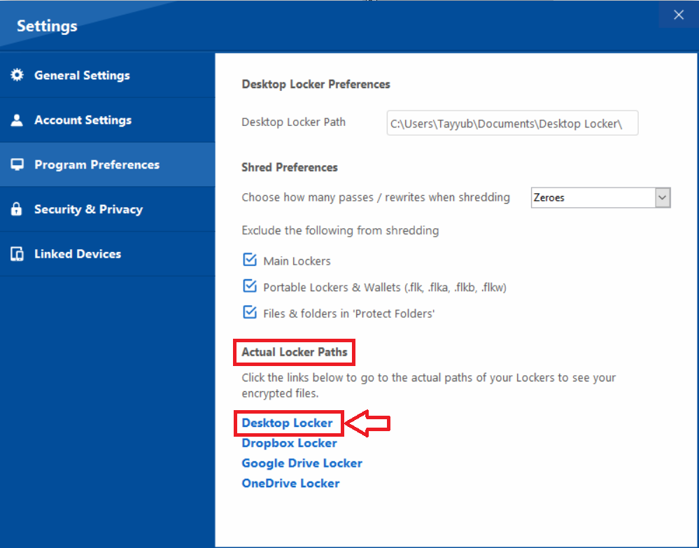 Desktop Locker under Actual Locker Folder Lock