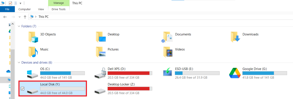 Double Click Local Disk (Y) access portable locker