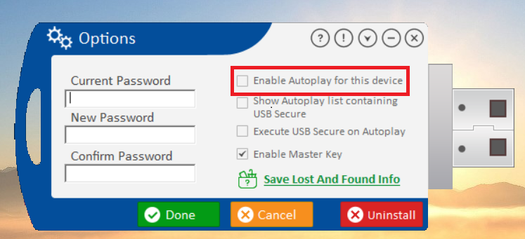 Enable Autoplay for this devicde USB Secure