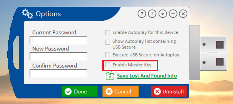 Enable Master Key USB Secure