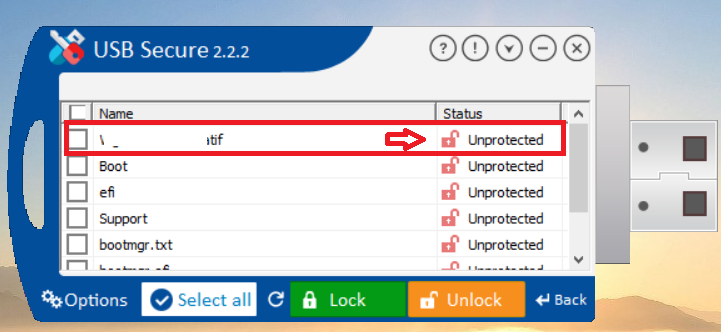File unprotected USB Secure
