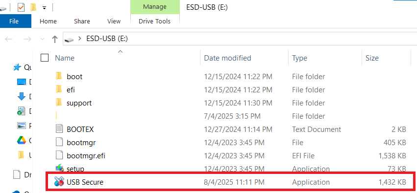 Locate and Open USB Secure application USB SEcure