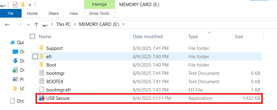 Memory Card portable USB Secure 1