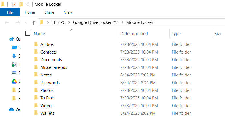 Screensjot of Mobile Locker Opened Folder Lock