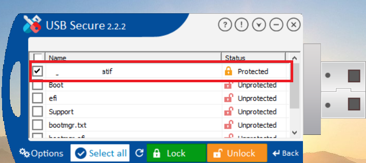 Select protected folder USB Secure