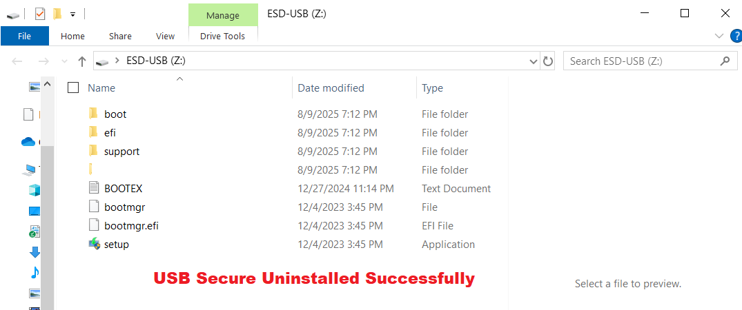 USB Secure uninstalled successfully