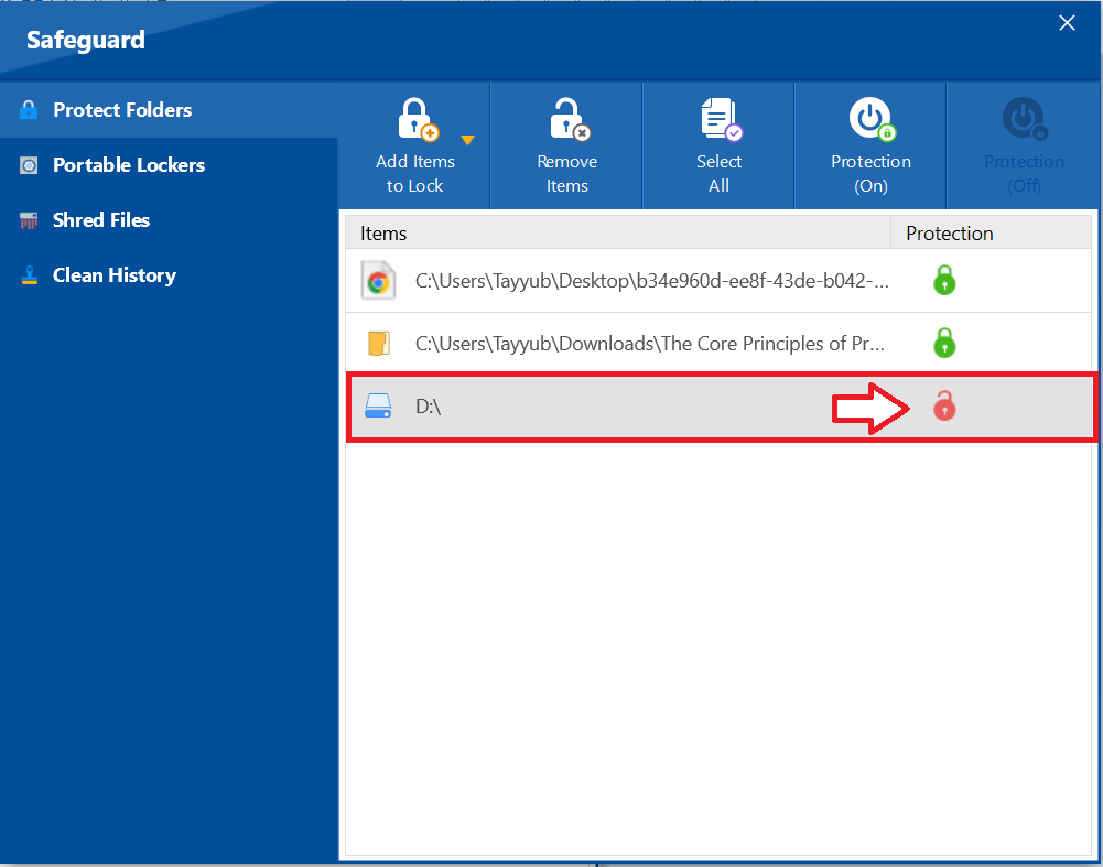 Unprotected drive Folder Lock