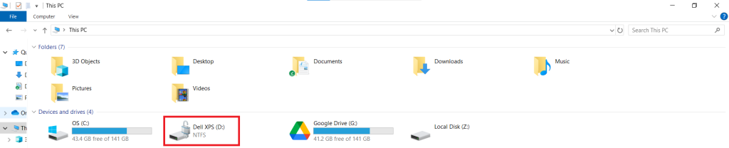 Windows File explorer showing protection of drive D with Folder Lock