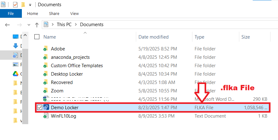 .flka file of Portable locker in Folder Lock