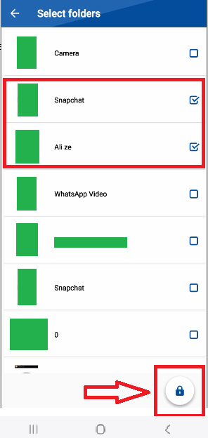 look for the lock icon in application Folder Lock Android app