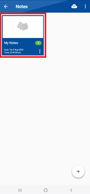  A screenshot from the "Notes" section of the Folder Lock app. A red box highlights the "My Notes" folder, which a user can select to store their new notes.