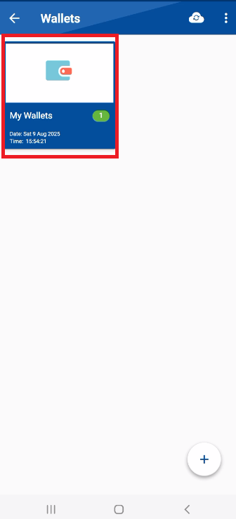 A screenshot of the "Wallets" section in the Folder Lock app. A red box highlights the "My Wallets" folder, where a user can manage and store their digital wallet entries.