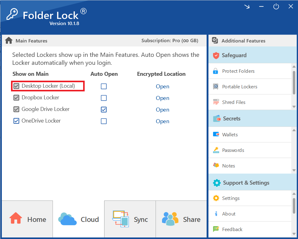 Auto open Desktop locker Folder Lock