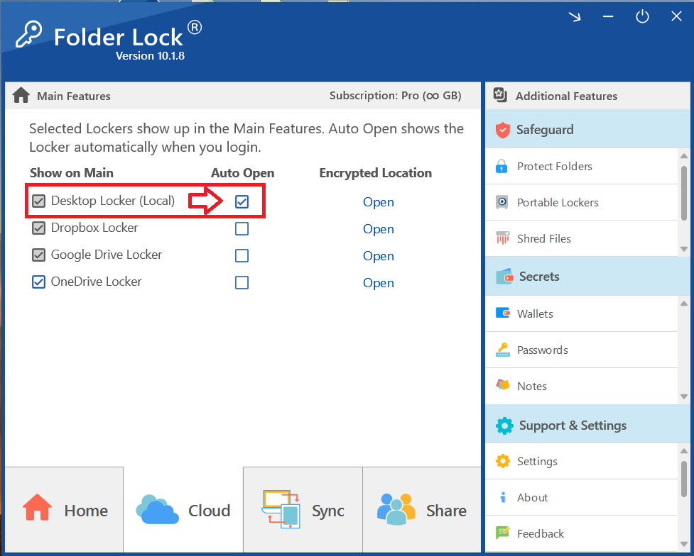Checkbox Auto Open Desktop Drive Locker Folder Lock