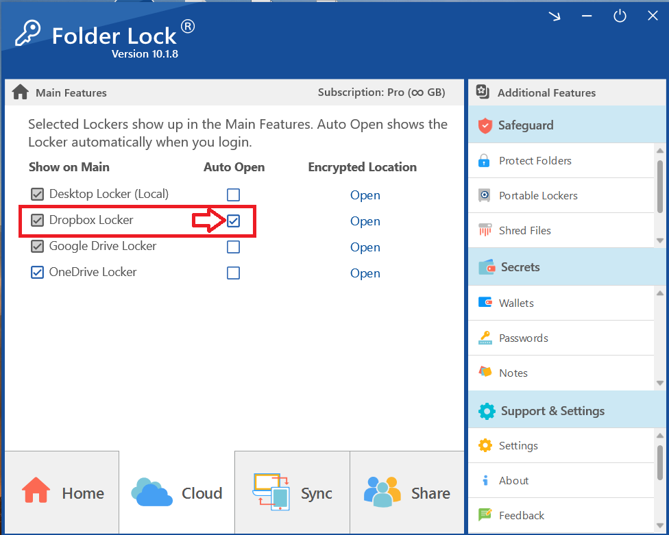 Checkbox Auto Open Dropbox Locker Folder Lock