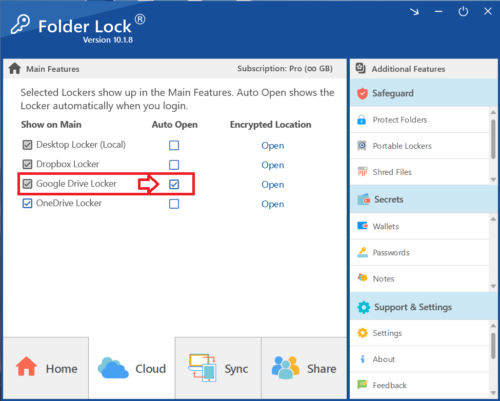 Checkbox Auto Open Google Drive Locker Folder Lock