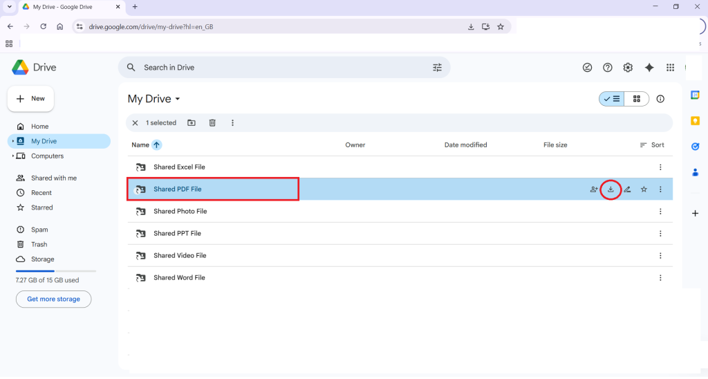 Click Download Shared PDF File Download the file to your computer