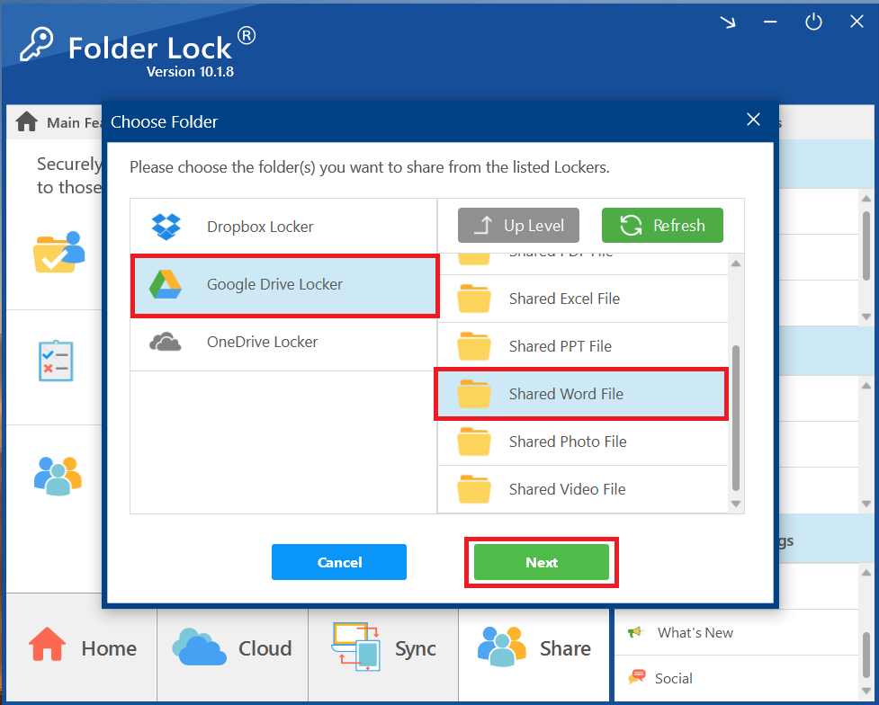Click Next Shared PDF Folder containing your PDF File Folder Lock