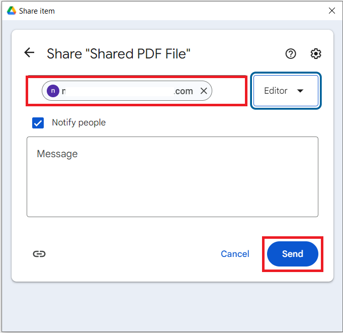 Click Send to Share PDF File Folder Lock